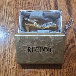 Rucinni Gold and Silver Crystal Shoe Trinket Box